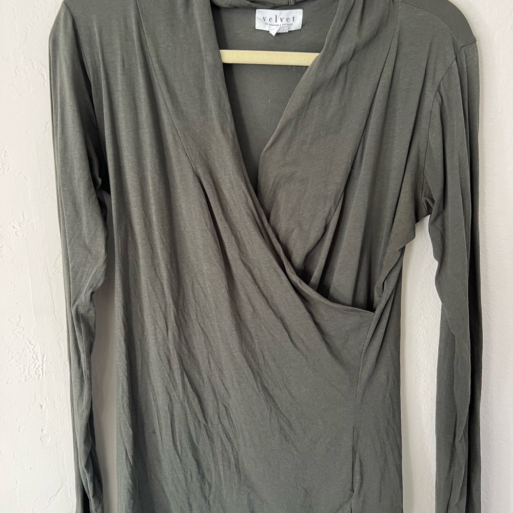 Velvet Women's Olive Wrap Top